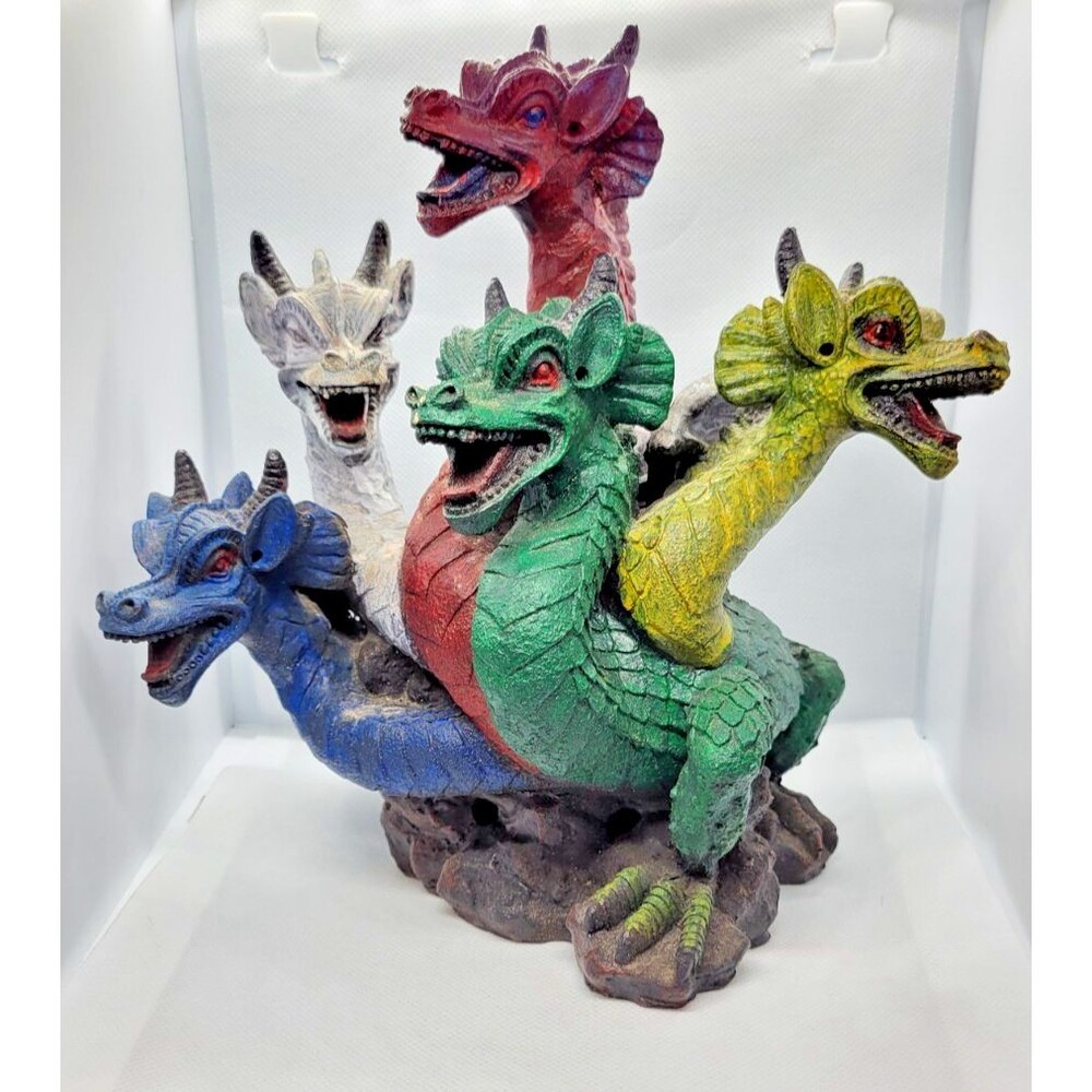 5-Headed Painted Smoke Breathing Dragon Incense Burner Elegant Expressions